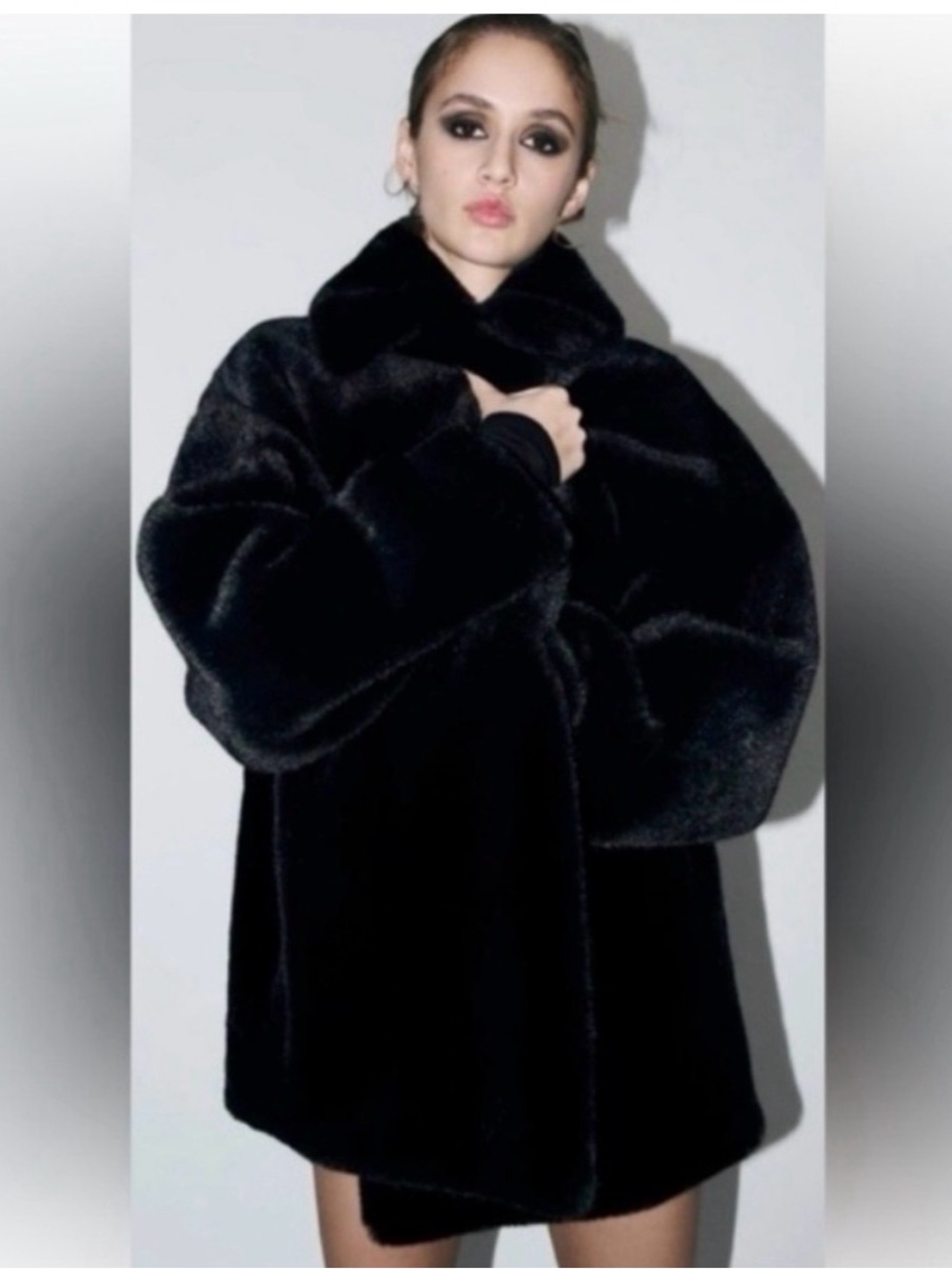 NWT Zara Faux Fur Black Women's Coat XS